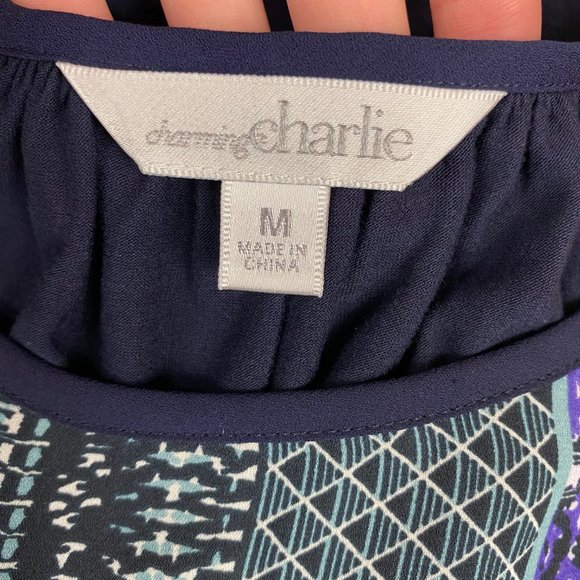 Charming Charlie M Multicolor Abstract Patterned Front Blouse Boho Casual - Picture 10 of 10